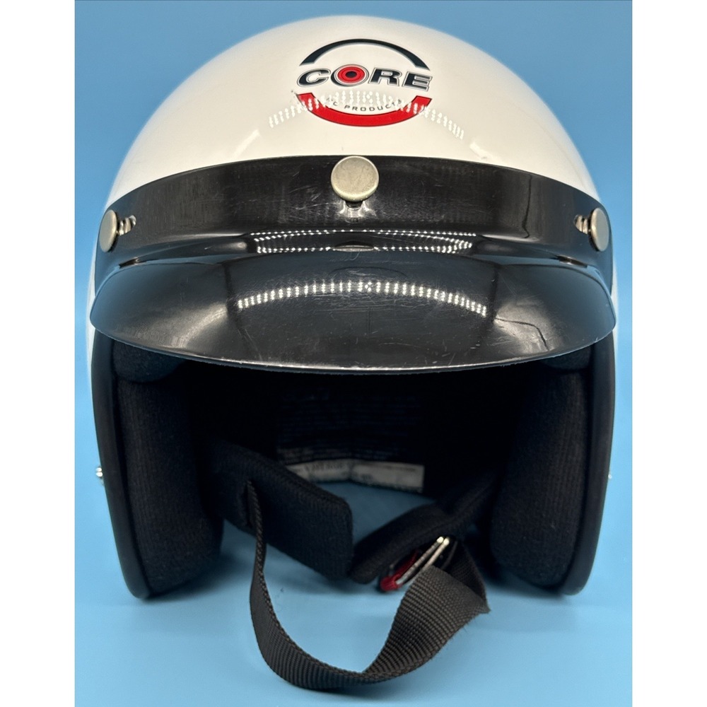 Core Vintage O/F Motorcycle Helmet White Black Half Helmet DOT Crown Small